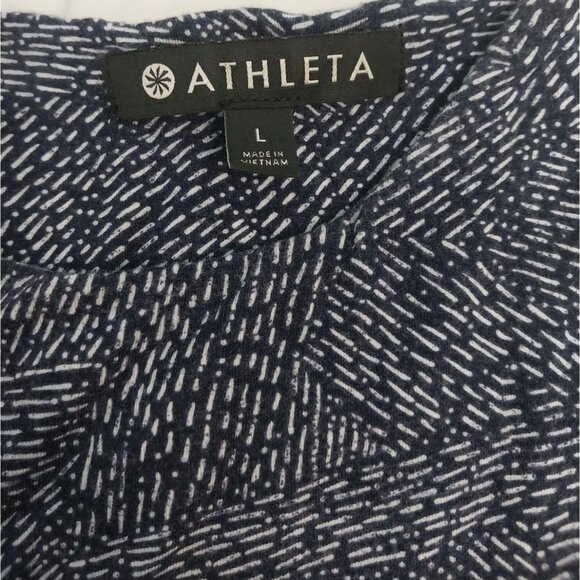 Athleta High Neck Santorini Sleeveless Dress Navy Print Sz L - Picture 9 of 10